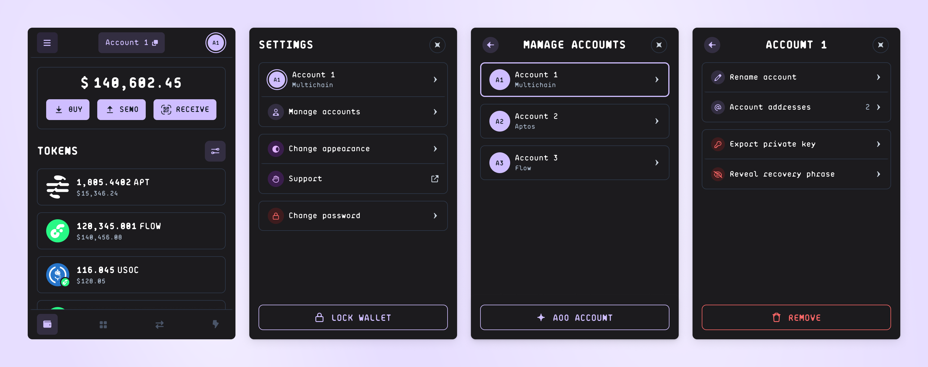 Manage accounts and tokens